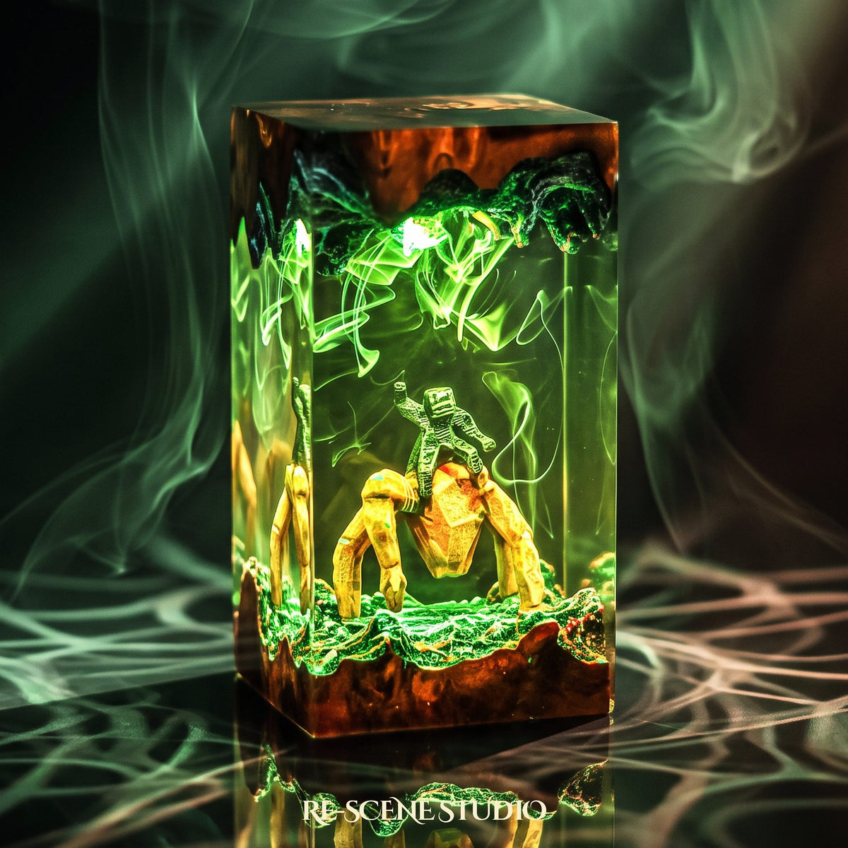 Rocky Pillar Resin Lamp from another angle, handmade Project Hail Mary LED resin lamp