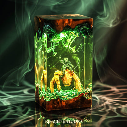 Rocky Pillar Resin Lamp from another angle, handmade Project Hail Mary LED resin lamp