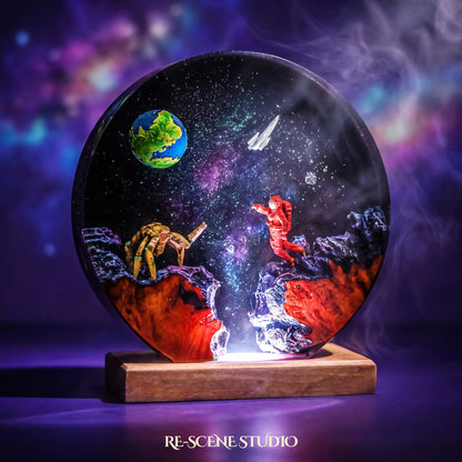 Rocky Round Resin Lamp (Project Hail Mary), hand-poured epoxy resin night light glowing in 16 RGB colors