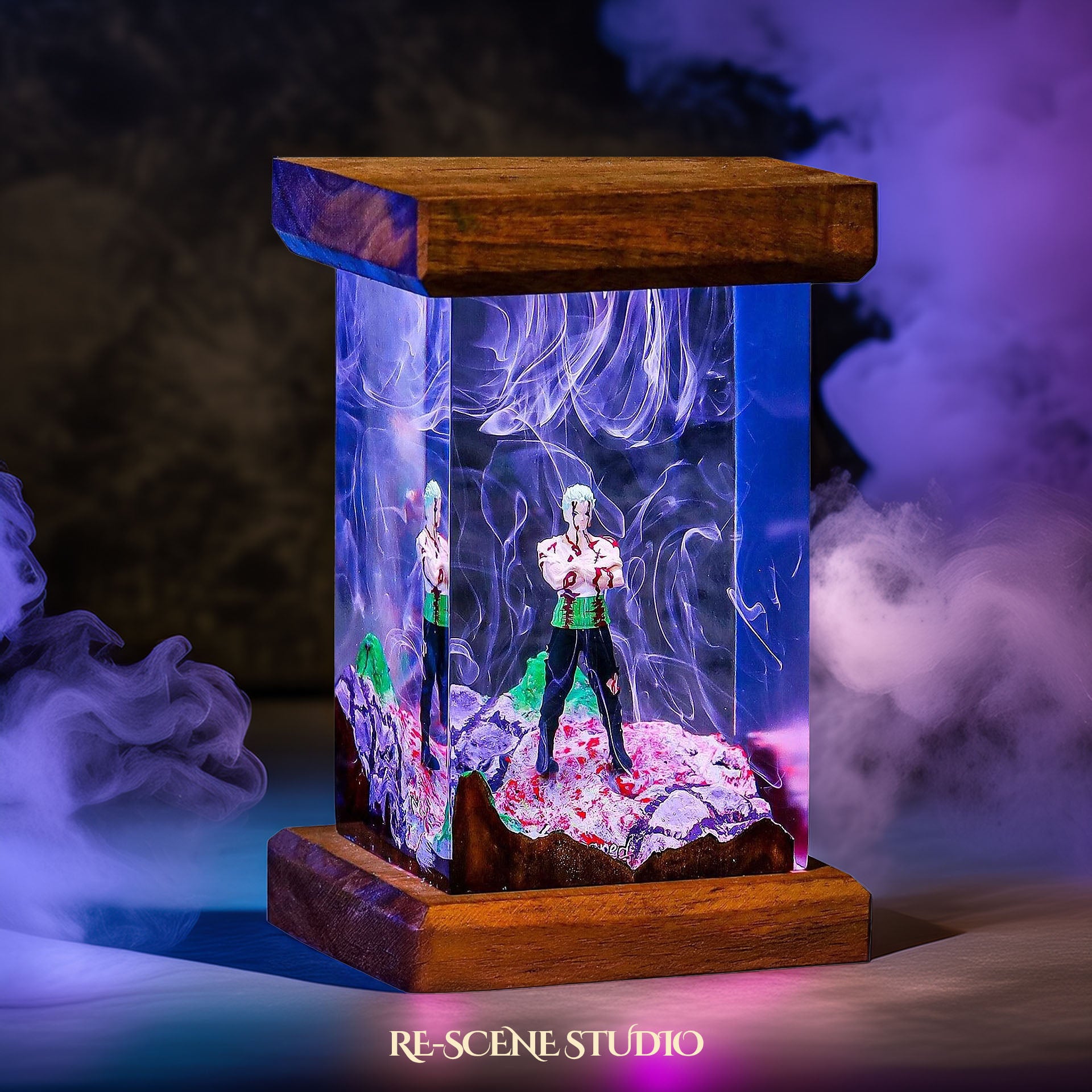 Roronoa Zoro Resin Lamp 02 - One Piece Multicolor / Size M – Handmade Epoxy Resin Lamp by Rescene Studio | Rescene Studio