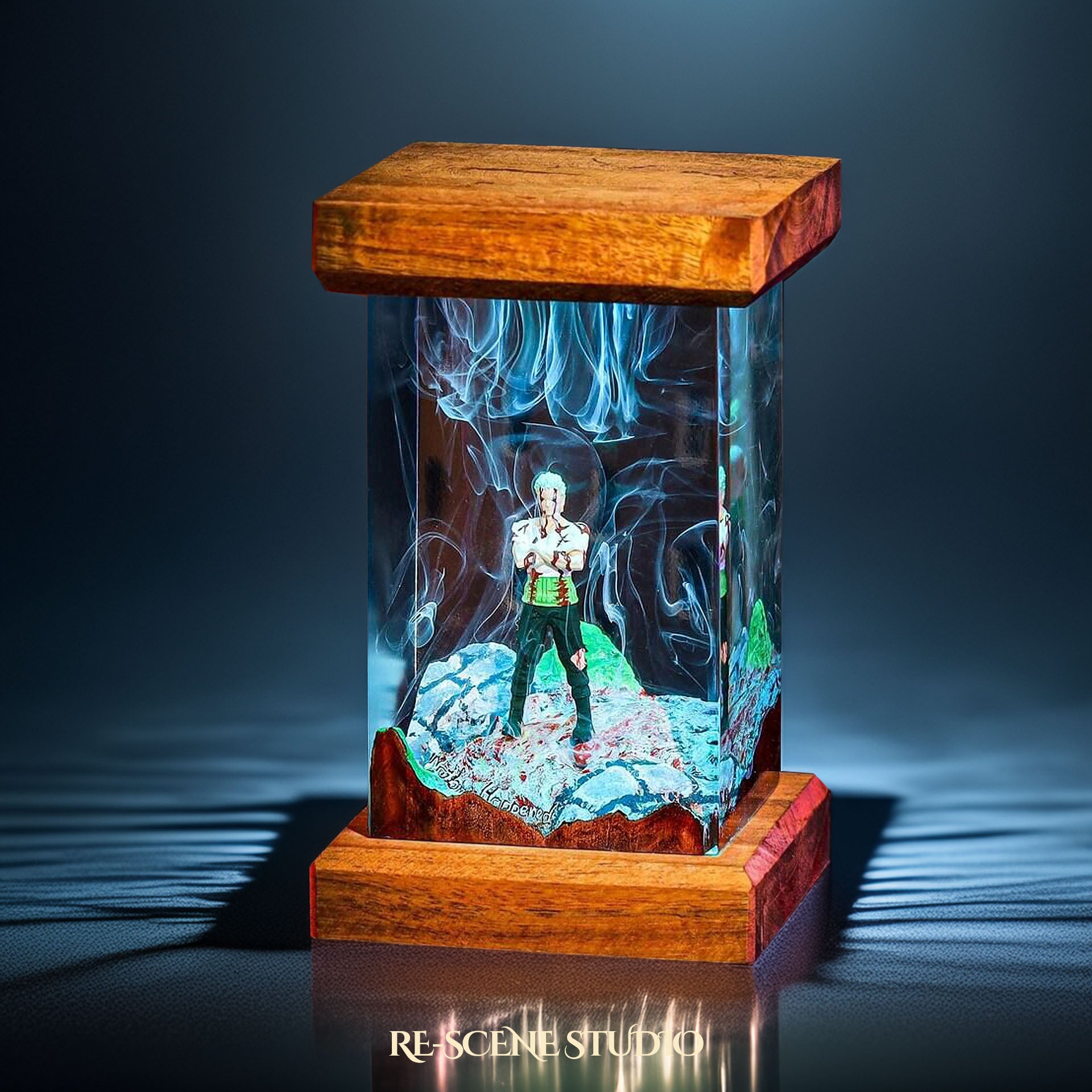 Roronoa Zoro Resin Lamp 02 - One Piece Multicolor / Size M – Handmade Epoxy Resin Lamp by Rescene Studio | Rescene Studio