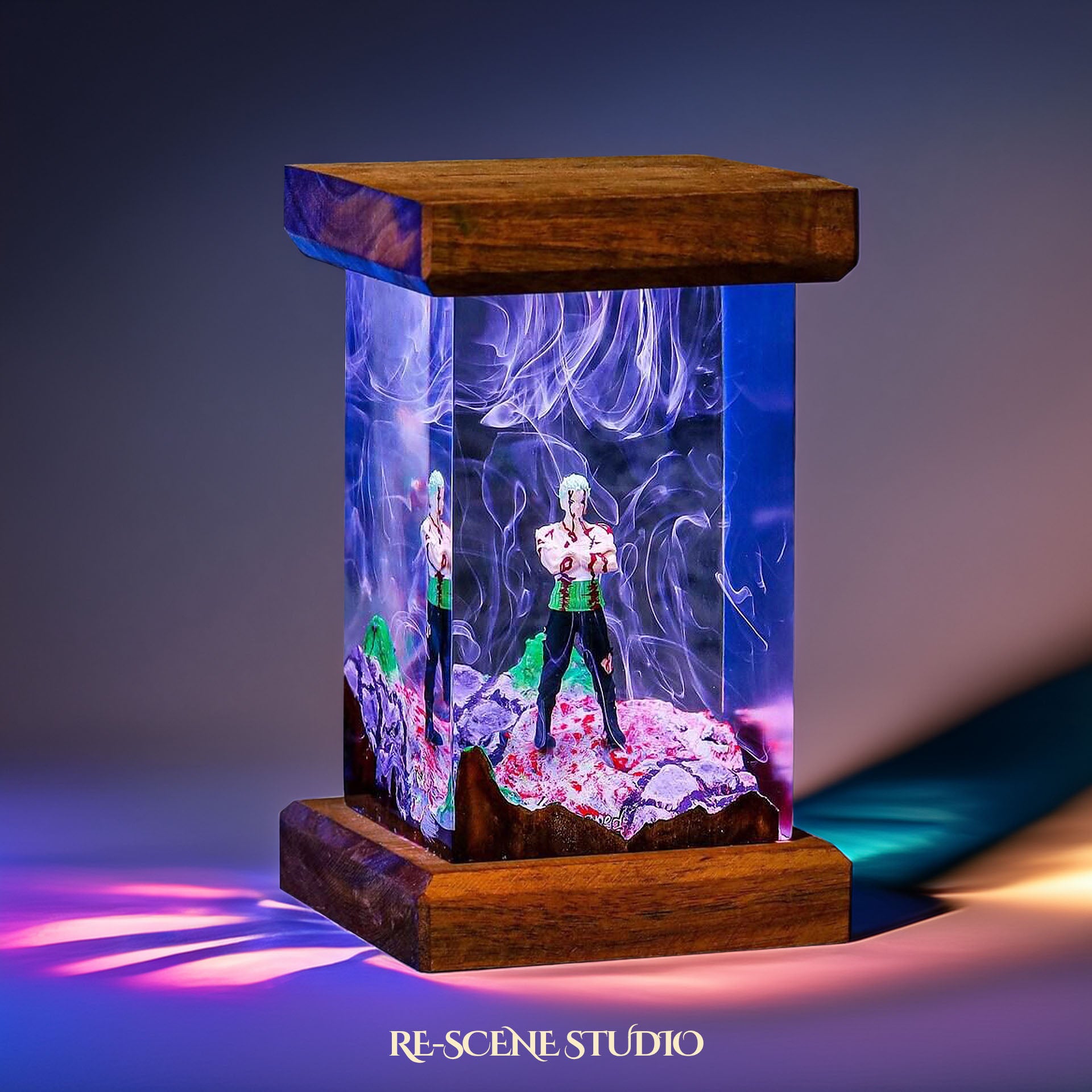 Roronoa Zoro Resin Lamp 02 - One Piece Multicolor / Size M – Handmade Epoxy Resin Lamp by Rescene Studio | Rescene Studio