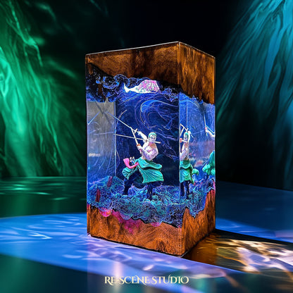 Roronoa Zoro Resin Lamp - One Piece Multicolor / Size M – Handmade Resin Lamp by Rescene Studio | Rescene Studio
