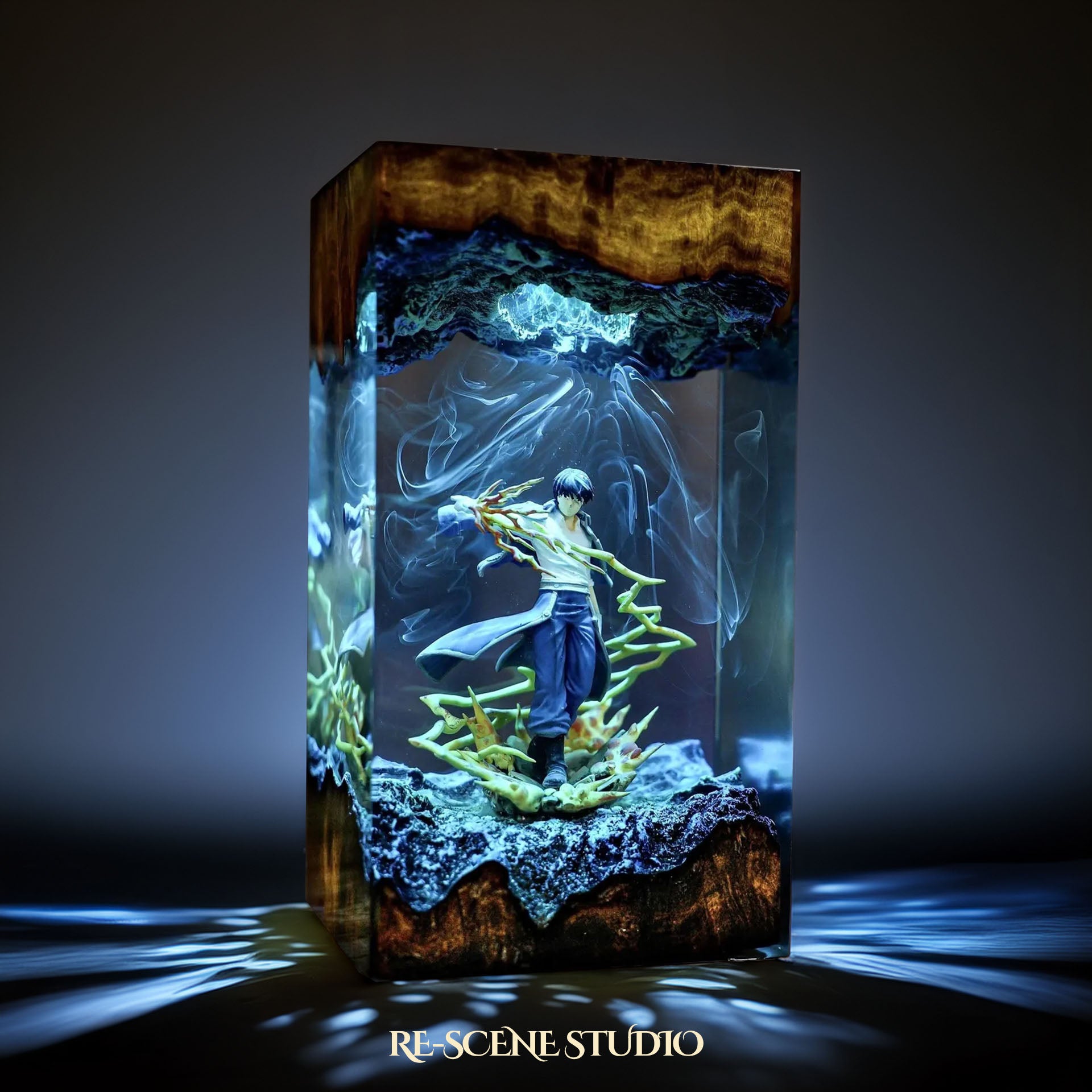 Roy Mustang Resin Lamp - Fullmetal Alchemist Multicolor / Size M – Handmade Epoxy Resin Lamp by Rescene Studio | Rescene Studio