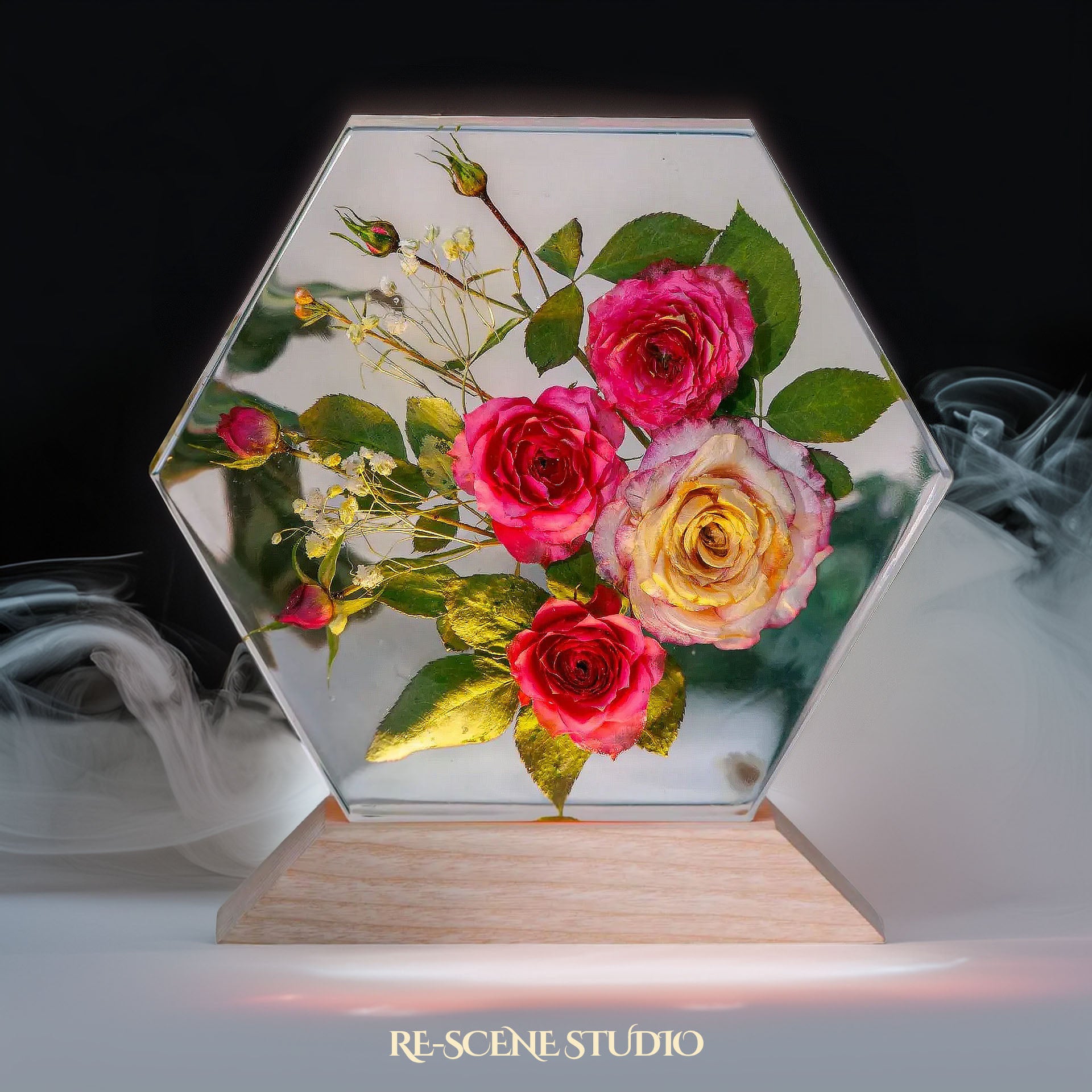 Royal Rose Harmony Resin Epoxy Lamp Multicolor / Size L – Handmade Epoxy Resin Lamp by Rescene Studio | Rescene Studio