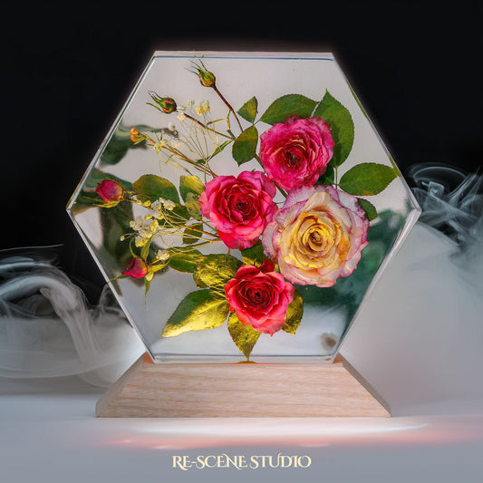 Royal Rose Harmony Resin Epoxy Lamp Multicolor / Size L – Handmade Resin Lamp by Rescene Studio | Rescene Studio