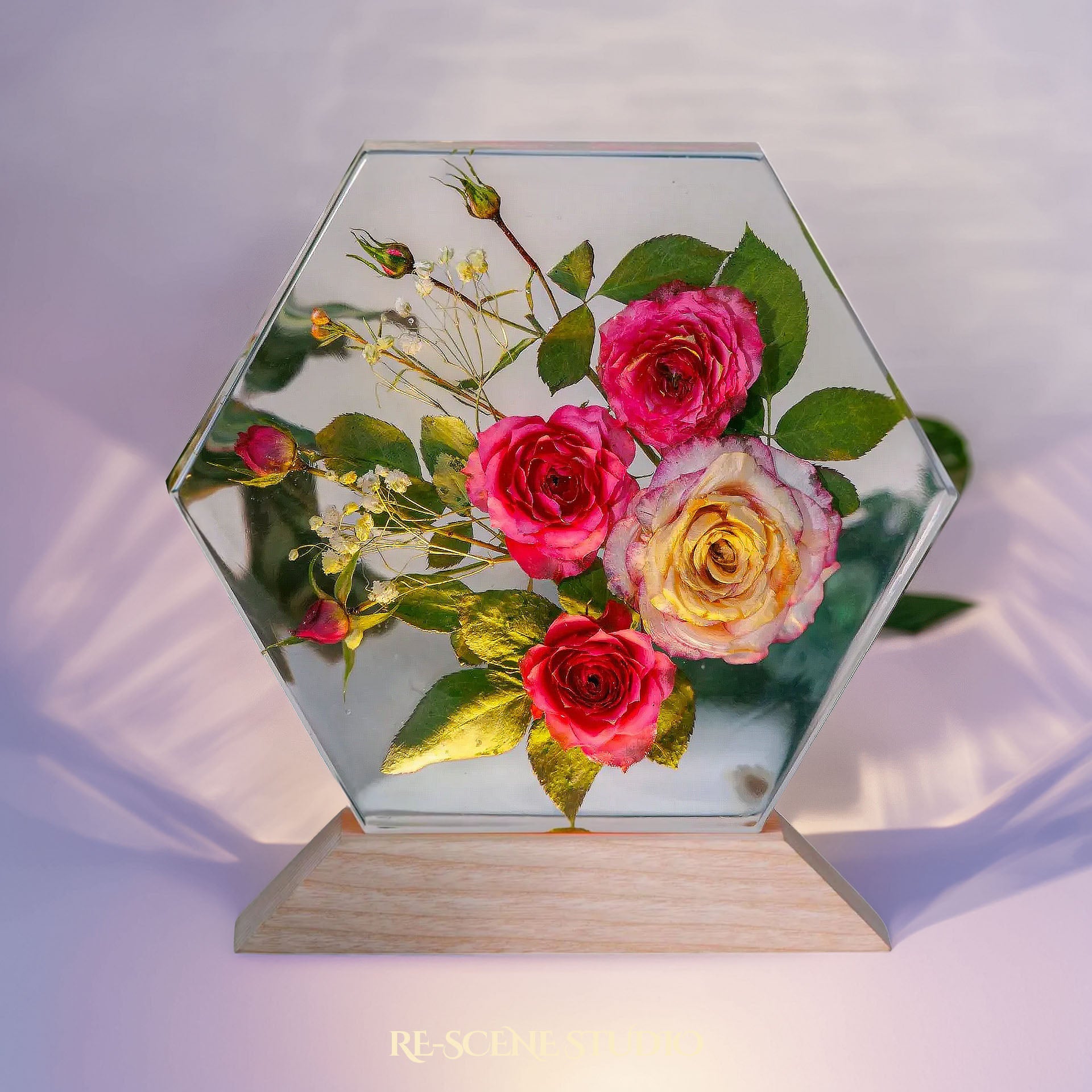Royal Rose Harmony Resin Epoxy Lamp Multicolor / Size L – Handmade Epoxy Resin Lamp by Rescene Studio | Rescene Studio