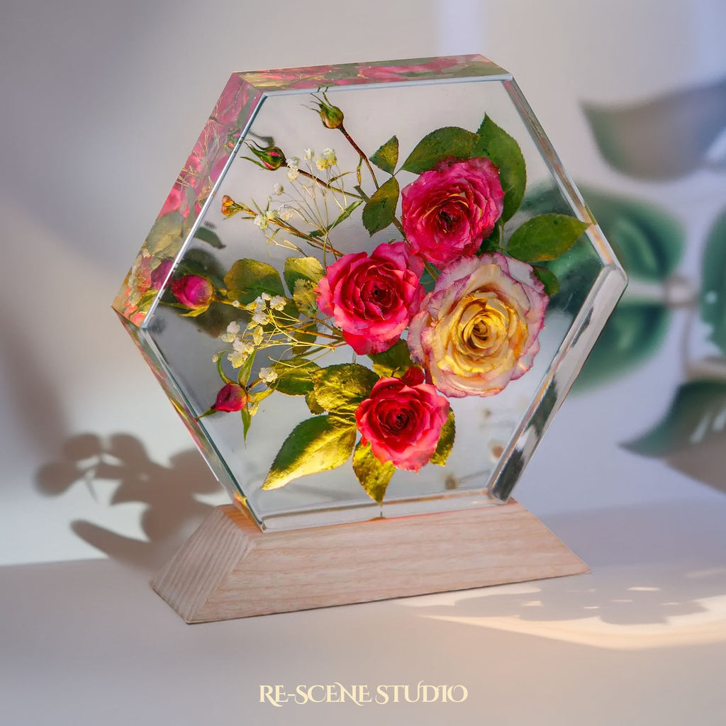 Royal Rose Harmony Resin Epoxy Lamp Multicolor / Size L – Handmade Epoxy Resin Lamp by Rescene Studio | Rescene Studio