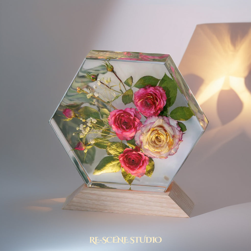 Royal Rose Harmony Resin Epoxy Lamp Multicolor / Size L – Handmade Epoxy Resin Lamp by Rescene Studio | Rescene Studio
