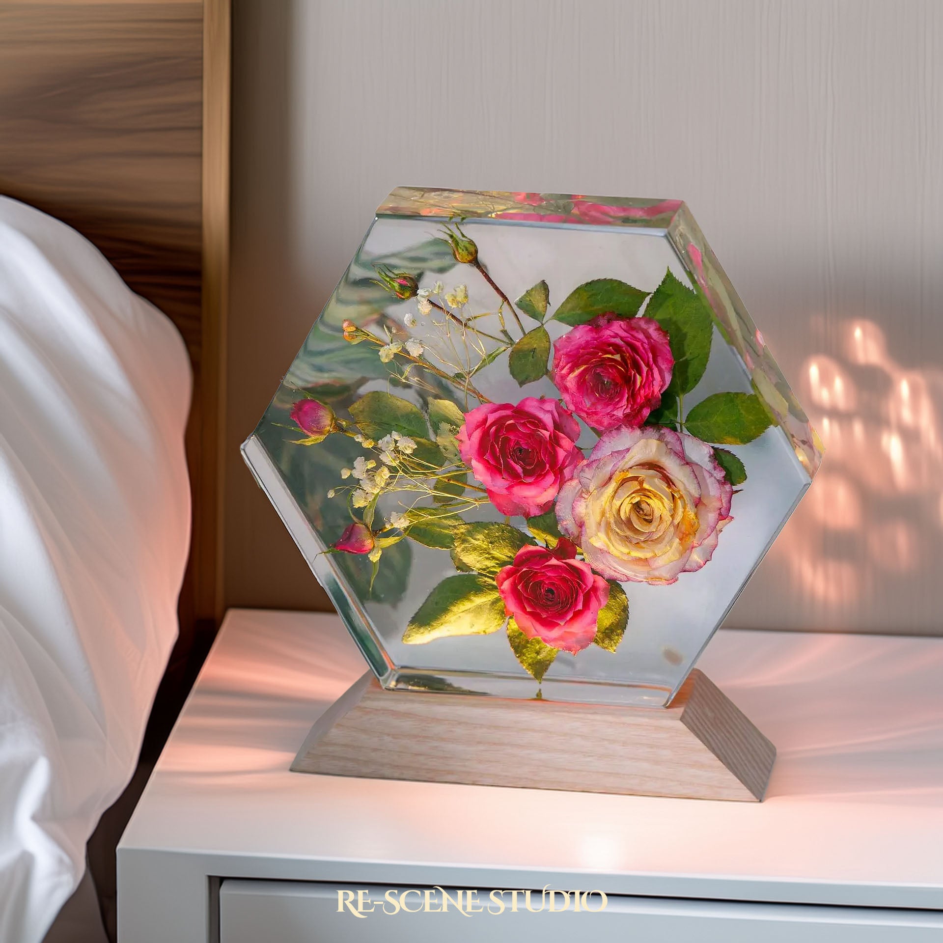 Royal Rose Harmony Resin Epoxy Lamp Multicolor / Size L – Handmade Epoxy Resin Lamp by Rescene Studio | Rescene Studio