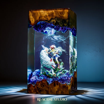 San and Moro Resin Lamp - Princess Mononoke