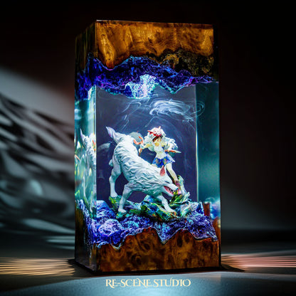 San and Moro Resin Lamp - Princess Mononoke