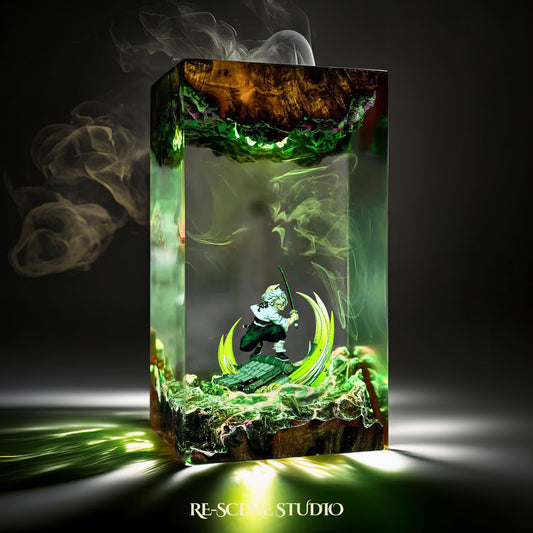 Sanemi Shinazugawa Resin Lamp - Demon Slayer Multicolor / Size M – Handmade Resin Lamp by Rescene Studio | Rescene Studio
