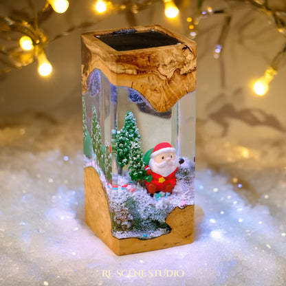 Santa Claus Resin Epoxy Lamp Multicolor / Size XL: 8.5 x 8.5 x 16 (cm) – Handmade Resin Lamp by Rescene Studio | Rescene Studio