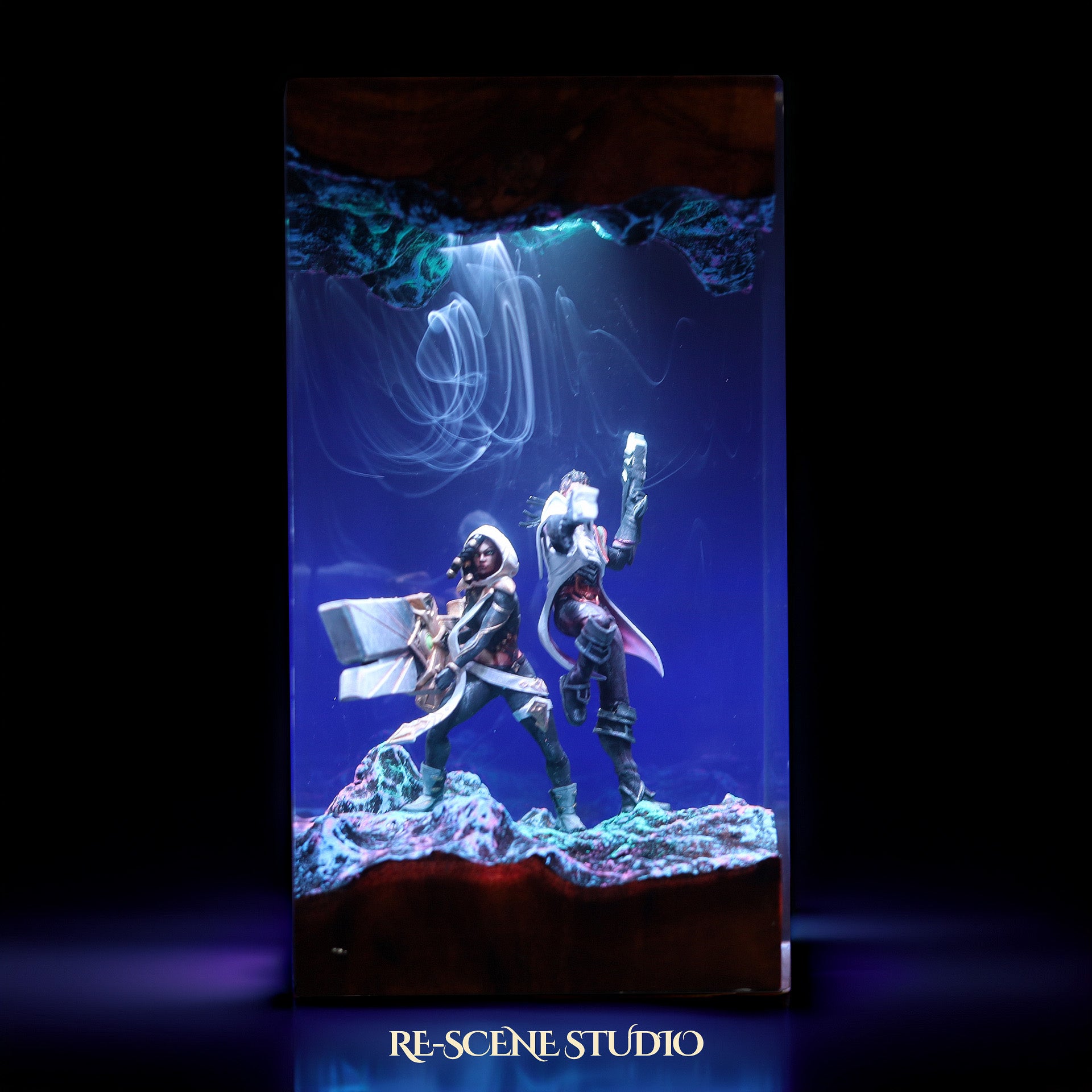 S.enna & L.ucian Resin Lamp — Handcrafted Epoxy Resin LED Lamp | Unique Ambient Decor & Collector's Gift