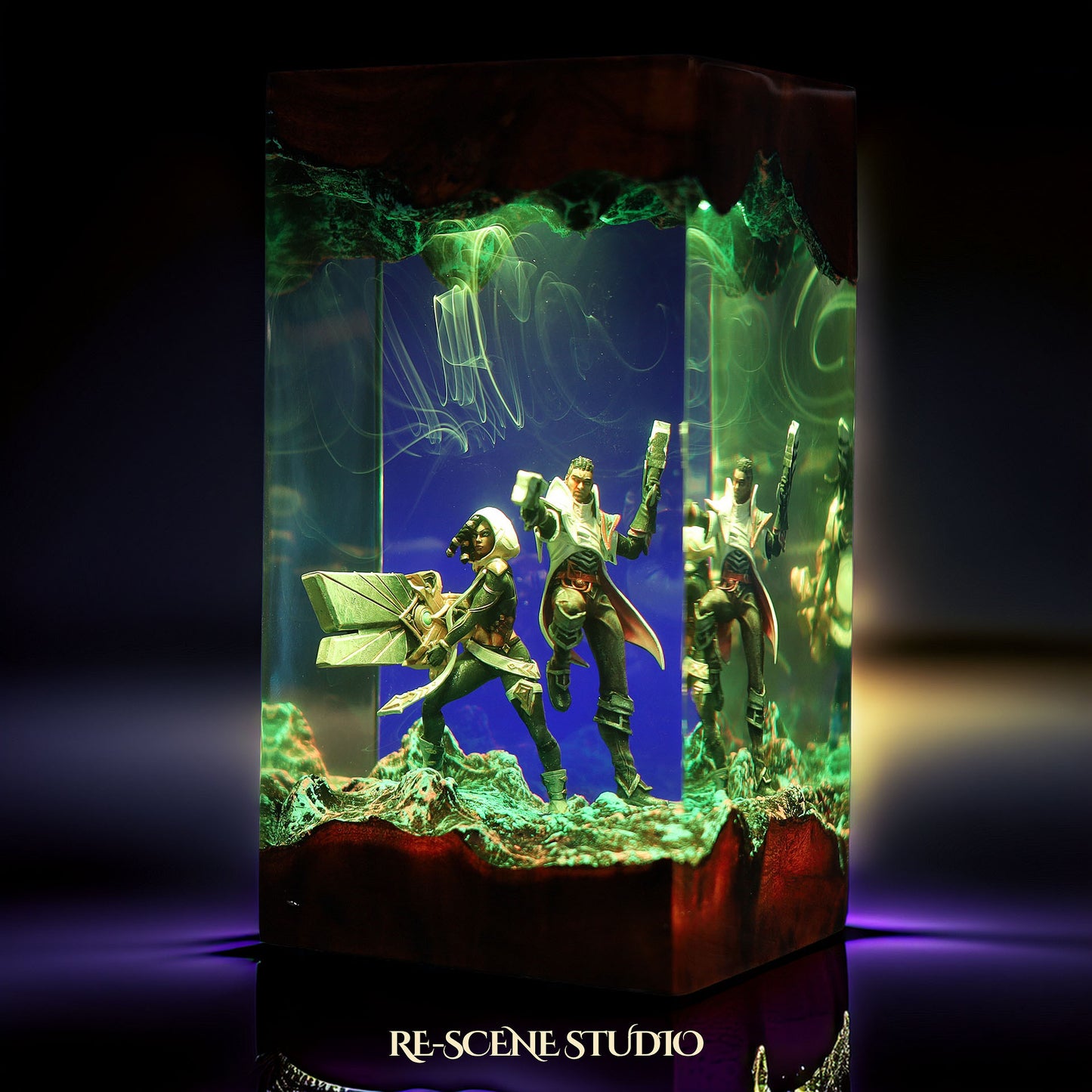 S.enna & L.ucian Resin Lamp — Display Setup | Artisan Resin Art Lamp, Ambient Light for Home or Office