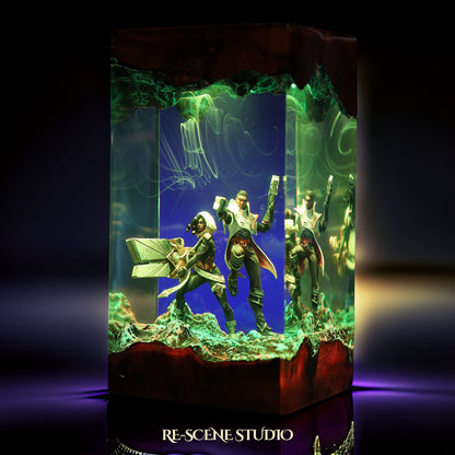 S.enna & L.ucian Resin Lamp — Display Setup | Artisan Resin Art Lamp, Ambient Light for Home or Office