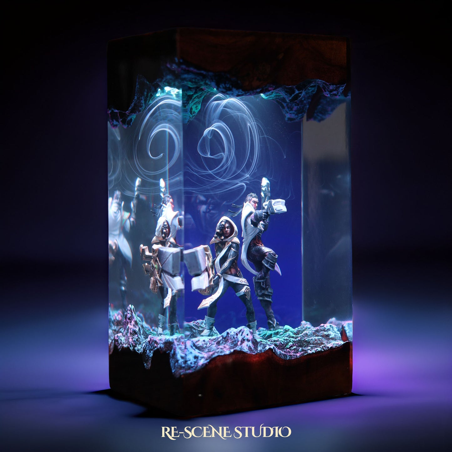S.enna & L.ucian Resin Lamp — Detailed Display | Premium 3D Resin Diorama with RGB Color-Changing Light