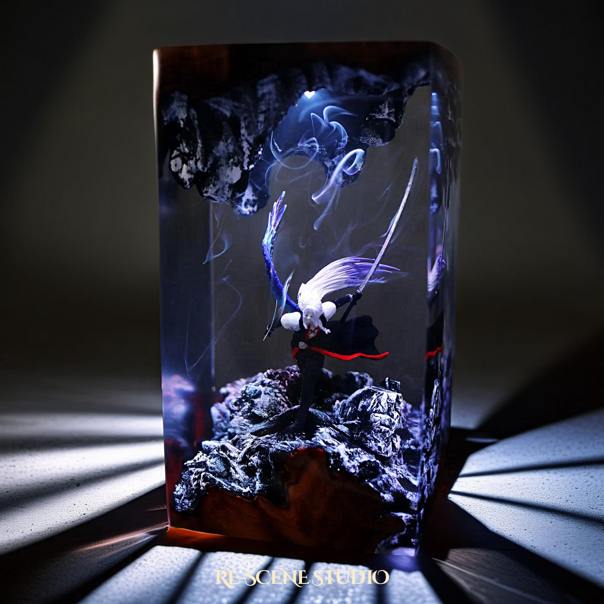 Sephiroth Resin Lamp, handcrafted epoxy resin LED lamp