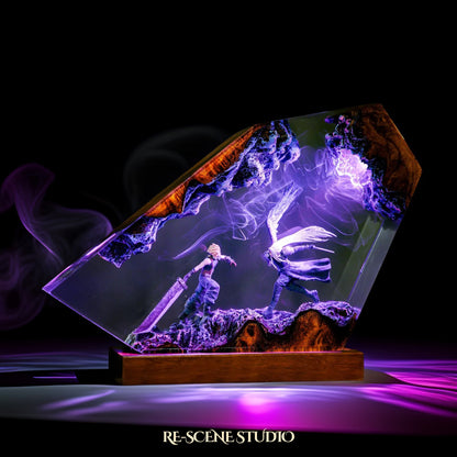 Silver-Haired Swordsman vs Cloud Resin Lamp, handcrafted epoxy resin LED lamp