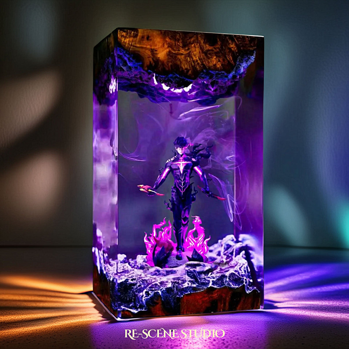 Sung Jin-woo Shadow Monarch Resin Lamp, handcrafted epoxy resin LED lamp