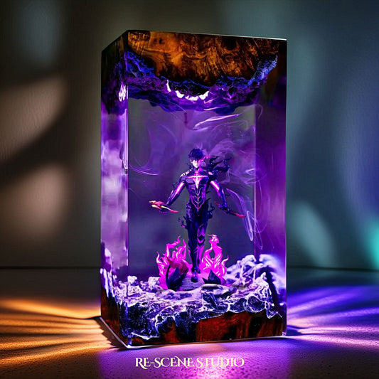 Sung Jin-woo Shadow Monarch Resin Lamp, handcrafted epoxy resin LED lamp