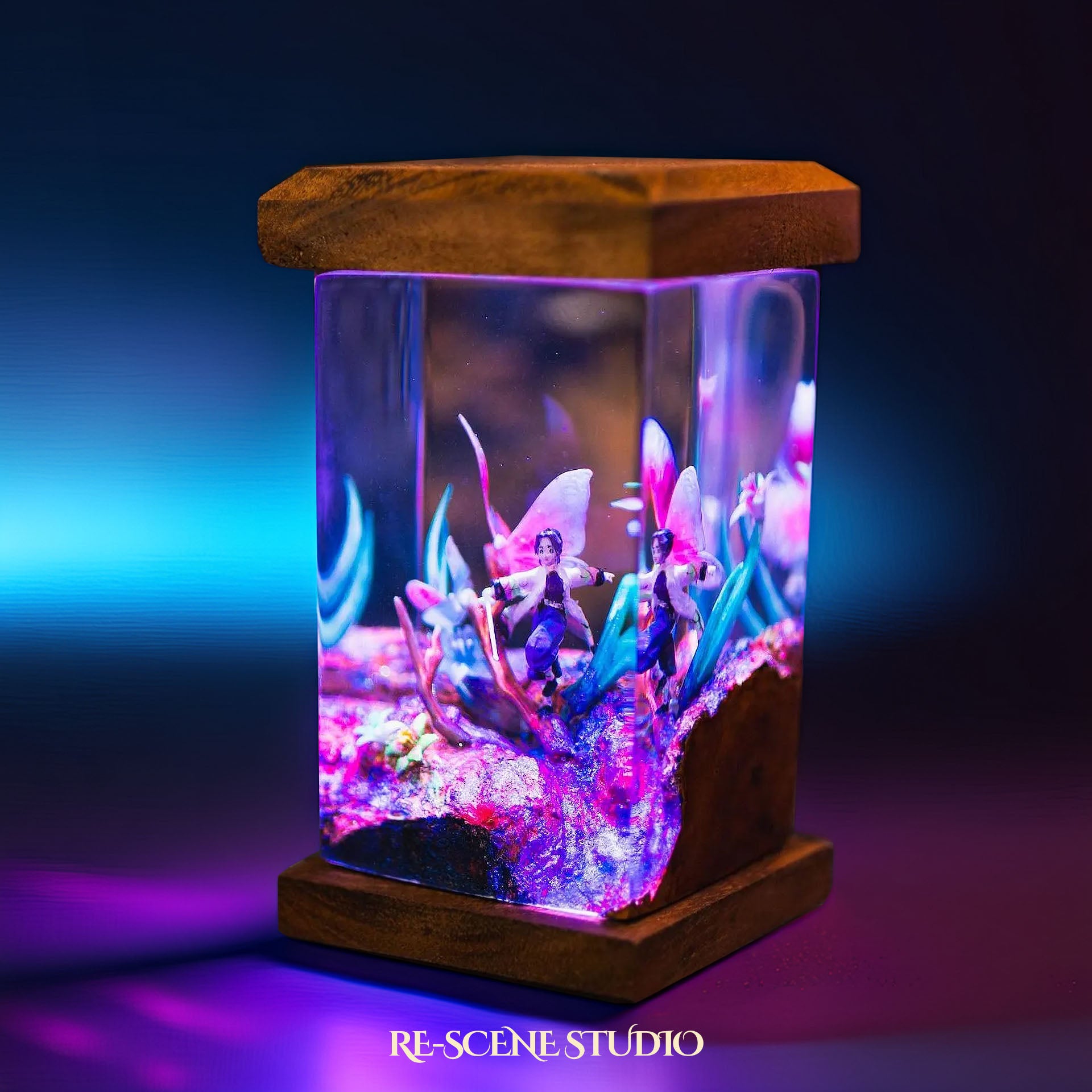 Shinobu Resin Lamp 2 - Demon Slayer Multicolor / Size M: 6 x 6 x 12 (cm) – Handmade Epoxy Resin Lamp by Rescene Studio | Rescene Studio