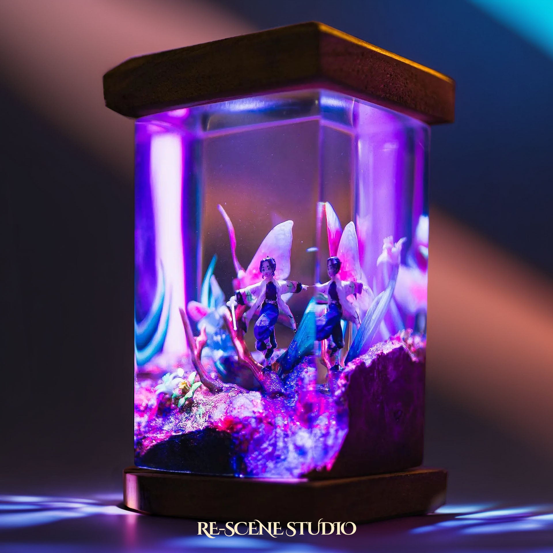 Shinobu Resin Lamp 2 - Demon Slayer Multicolor / Size M: 6 x 6 x 12 (cm) – Handmade Epoxy Resin Lamp by Rescene Studio | Rescene Studio