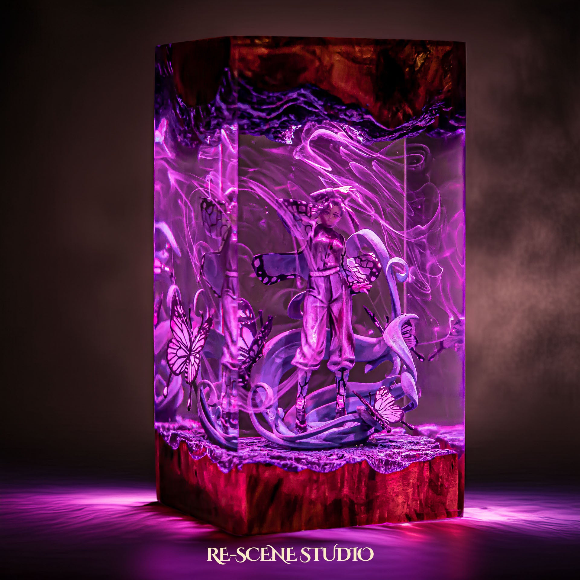 S.hi.nobu Resin Lamp V2 — Side Profile View | Handmade Pop-Culture Resin Art, Perfect Themed Gift