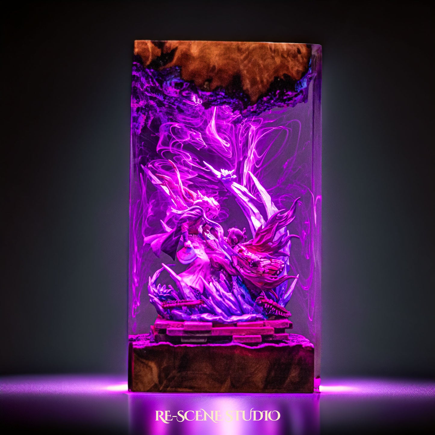 Shinobu vs Douma Resin Lamp — Detailed Display | Premium 3D Resin Diorama with RGB Color-Changing Light