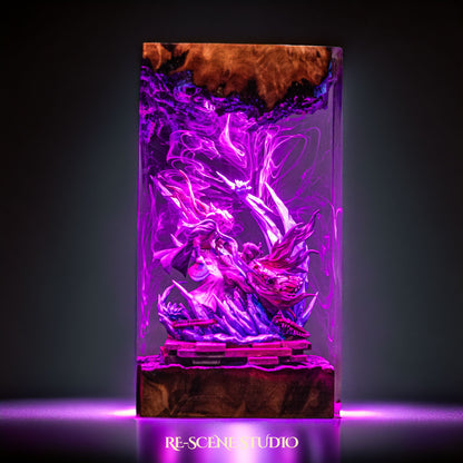 Shinobu vs Douma Resin Lamp — Detailed Display | Premium 3D Resin Diorama with RGB Color-Changing Light