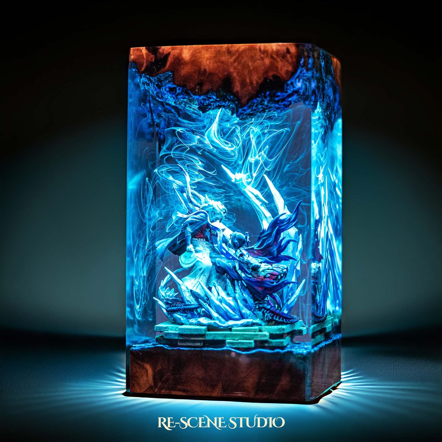 Shinobu vs Douma Resin Lamp — Handcrafted Epoxy Resin LED Lamp | Unique Ambient Decor & Collector's Gift
