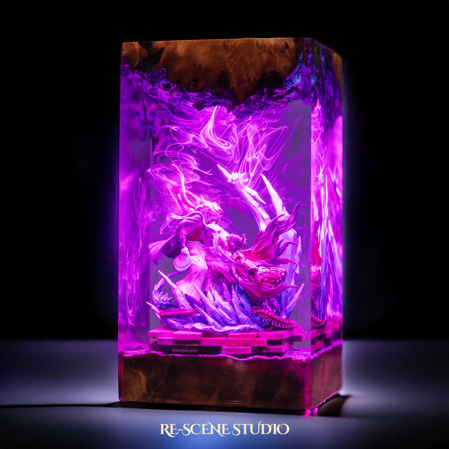 Shinobu vs Douma Resin Lamp — Detailed Display | Premium 3D Resin Diorama with RGB Color-Changing Light