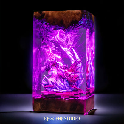 Shinobu vs Douma Resin Lamp — Detailed Display | Premium 3D Resin Diorama with RGB Color-Changing Light