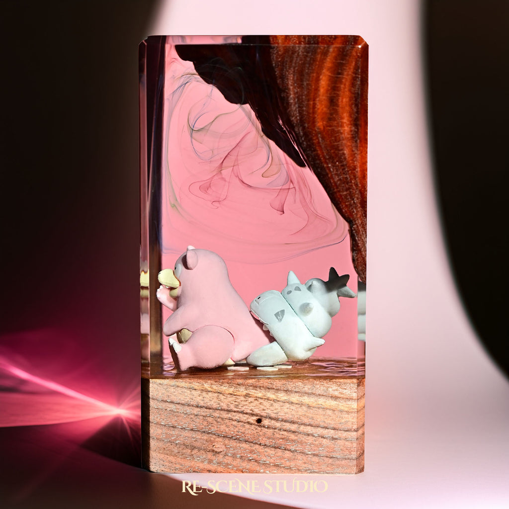 Slowbro Resin Epoxy Lamp Multicolor / Size XL: 16 x 7 x 7 (cm) – Handmade Epoxy Resin Lamp by Rescene Studio | Rescene Studio