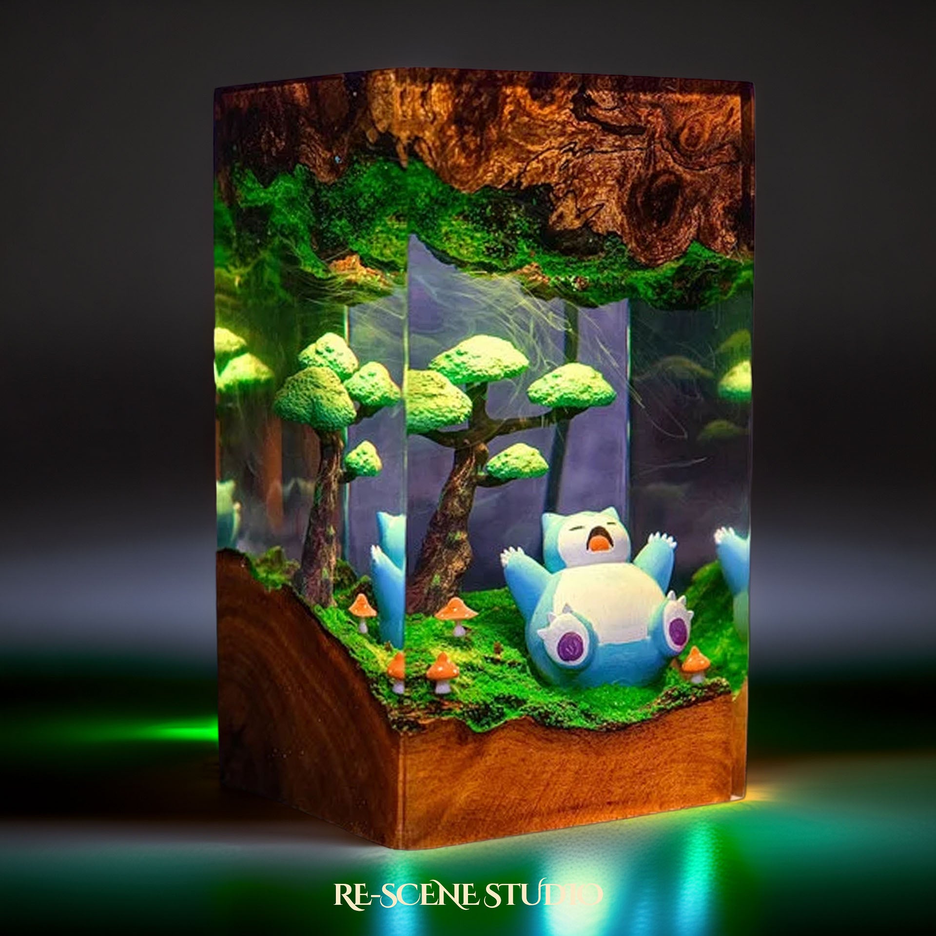 Sleeping Giant Bear Resin Lamp — Closeup Detail | Original Epoxy Resin Sculpture with Built-in LED Glow