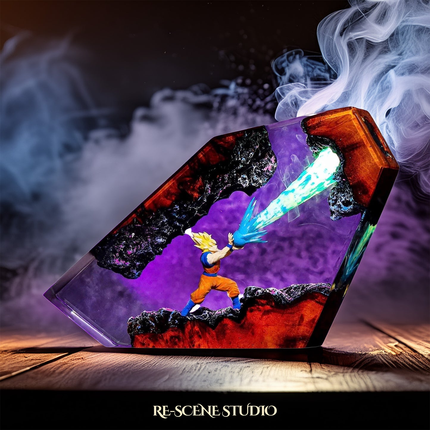 Goku Energy Blast Resin Epoxy Lamp Multicolor / Size M: 16 x 10 (cm) – Handmade Resin Lamp by Rescene Studio | Rescene Studio