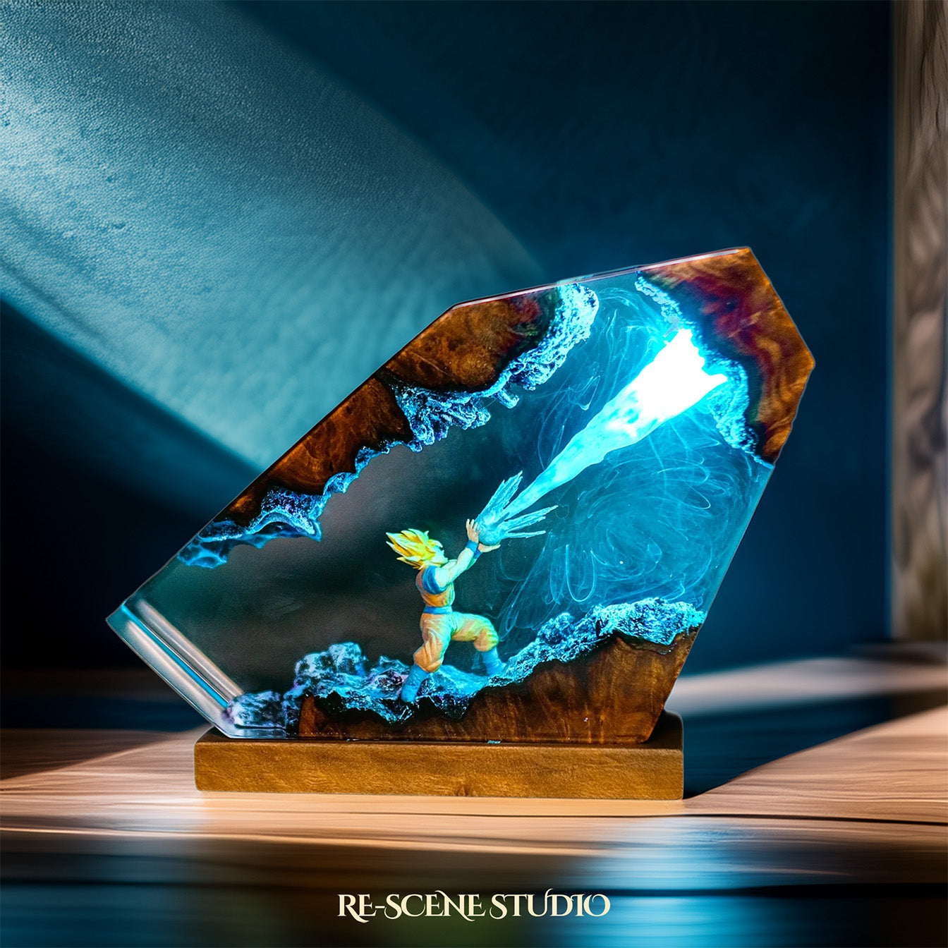 Goku Energy Blast Resin Epoxy Lamp Multicolor / Size M: 16 x 10 (cm) – Handmade Resin Lamp by Rescene Studio | Rescene Studio