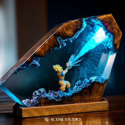 Goku Energy Blast Resin Epoxy Lamp Multicolor / Size M: 16 x 10 (cm) – Handmade Resin Lamp by Rescene Studio | Rescene Studio