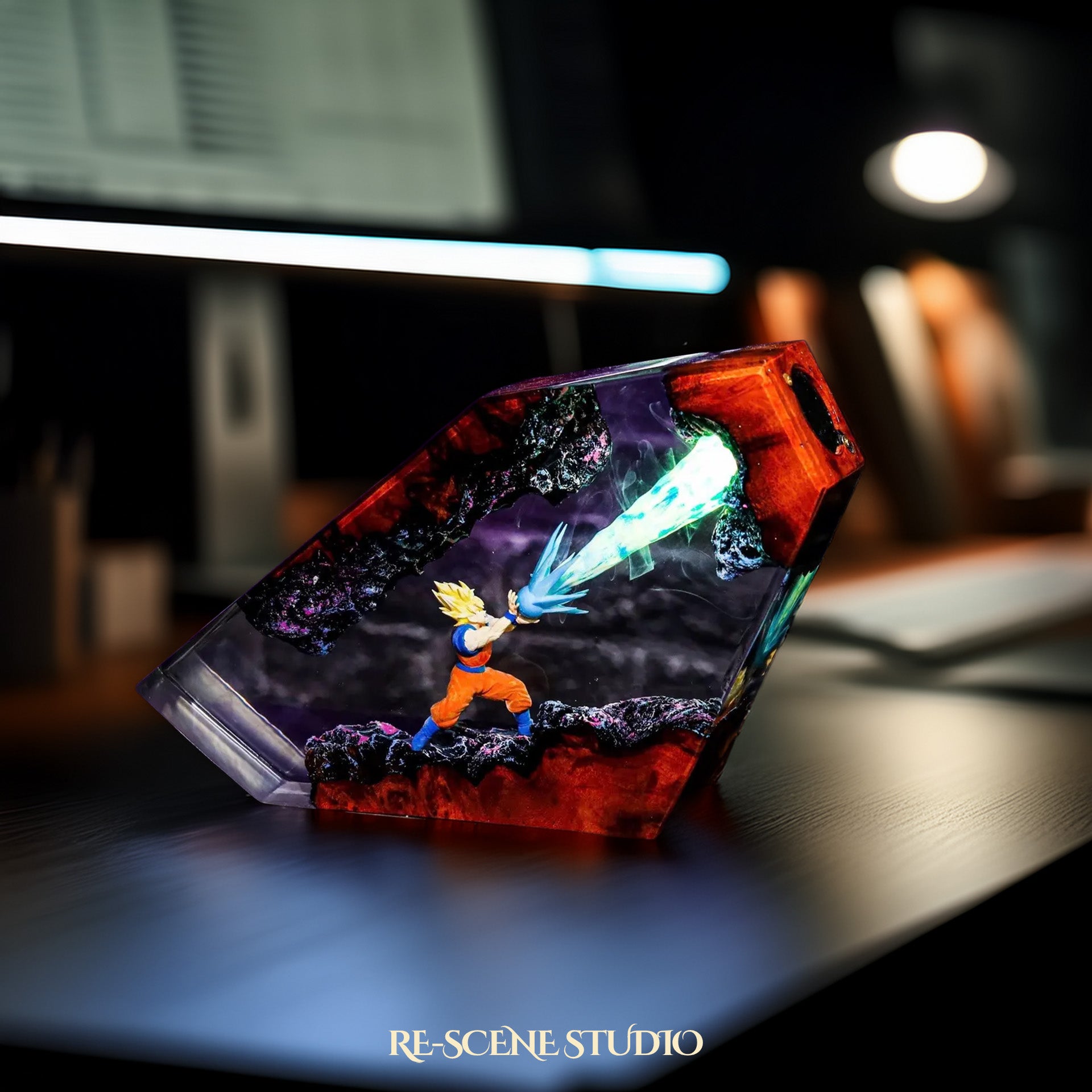 Goku Energy Blast Resin Epoxy Lamp Multicolor / Size M: 16 x 10 (cm) – Handmade Epoxy Resin Lamp by Rescene Studio | Rescene Studio