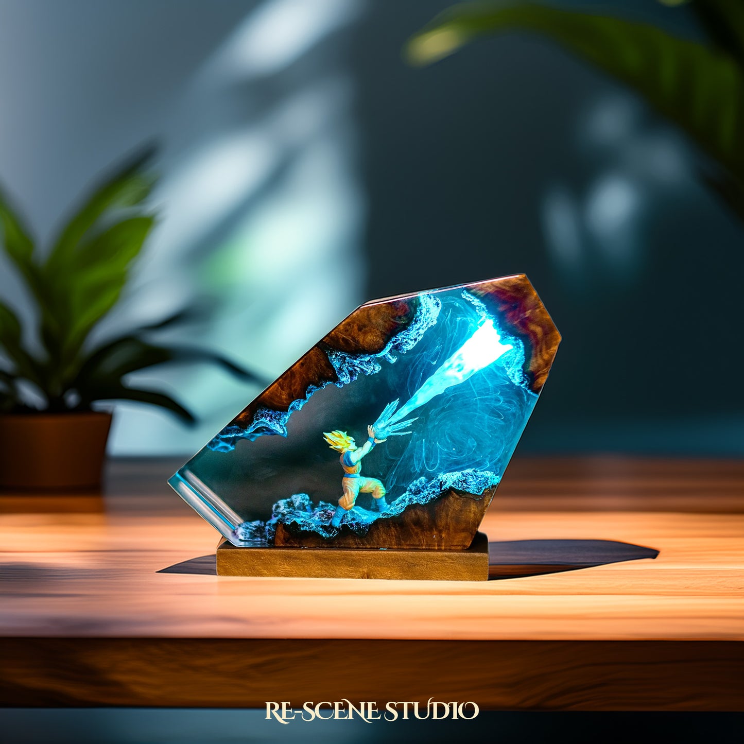 Goku Energy Blast Resin Epoxy Lamp Multicolor / Size M: 16 x 10 (cm) – Handmade Resin Lamp by Rescene Studio | Rescene Studio