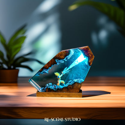 Goku Energy Blast Resin Epoxy Lamp Multicolor / Size M: 16 x 10 (cm) – Handmade Resin Lamp by Rescene Studio | Rescene Studio