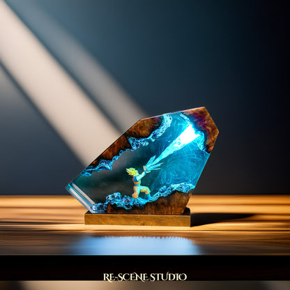 Goku Energy Blast Resin Epoxy Lamp Multicolor / Size M: 16 x 10 (cm) – Handmade Resin Lamp by Rescene Studio | Rescene Studio