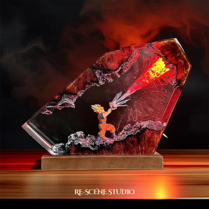 Goku Energy Blast Resin Epoxy Lamp Multicolor / Size M: 16 x 10 (cm) – Handmade Resin Lamp by Rescene Studio | Rescene Studio