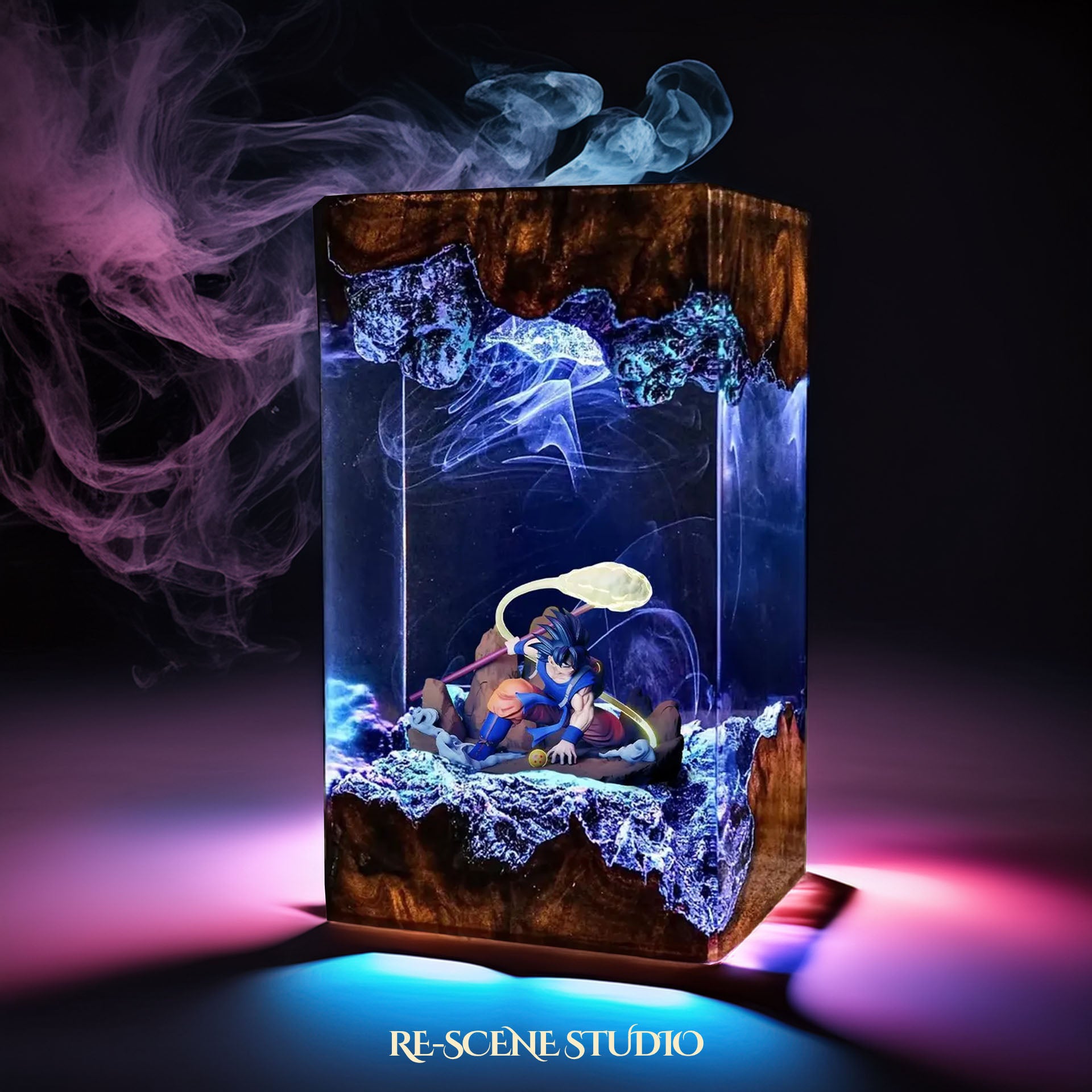Son Goku Resin Lamp - Dragon Ball Super Multicolor / Size M – Handmade Epoxy Resin Lamp by Rescene Studio | Rescene Studio