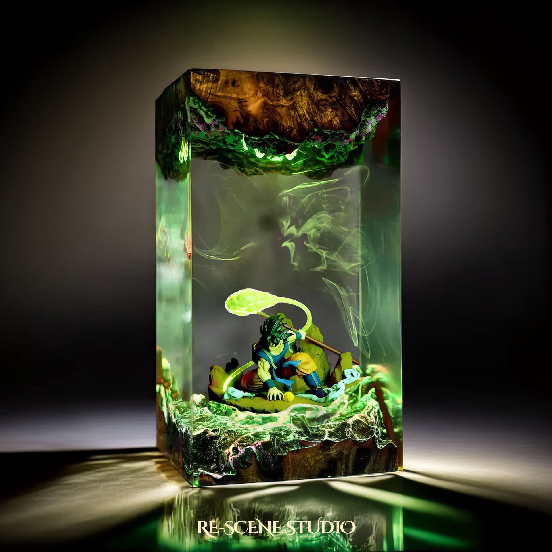 Son Goku Resin Lamp - Dragon Ball Super Multicolor / Size M – Handmade Epoxy Resin Lamp by Rescene Studio | Rescene Studio