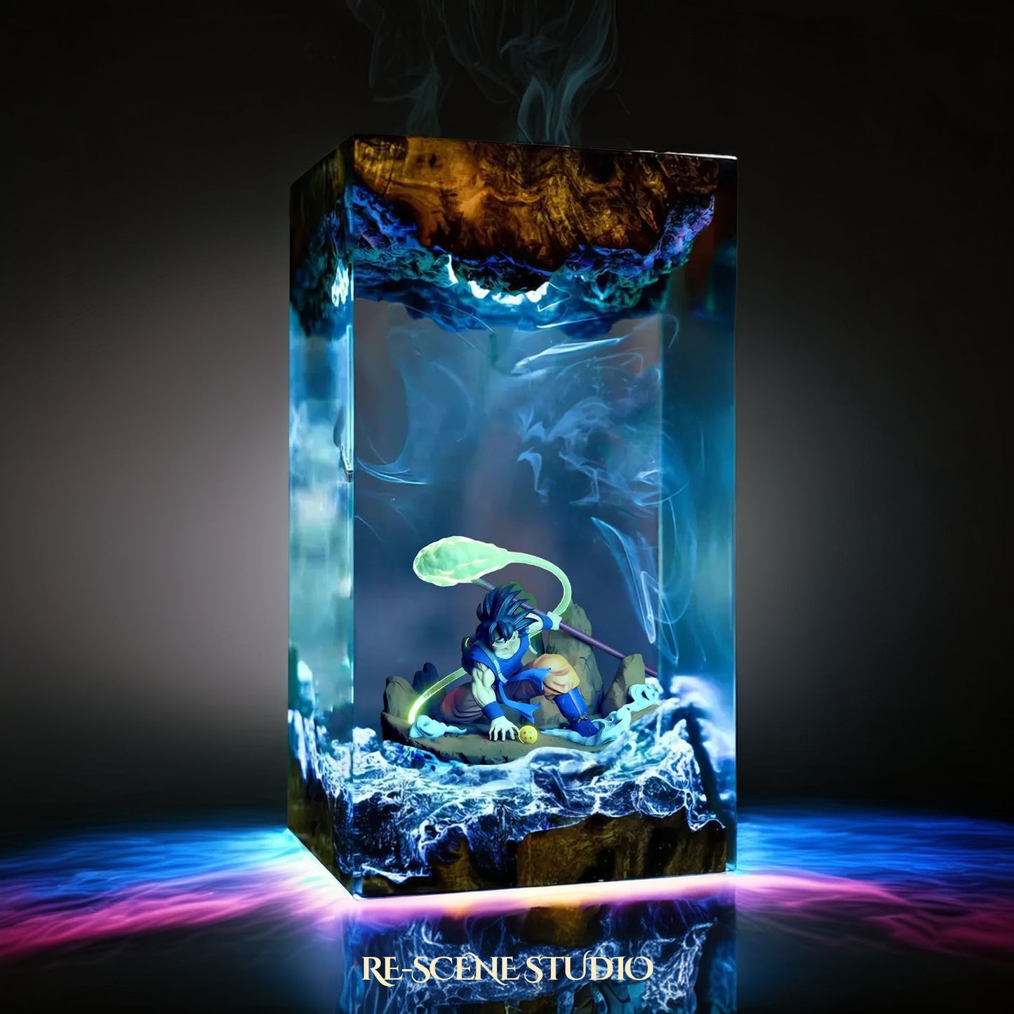 Son Goku Resin Lamp - Dragon Ball Super Multicolor / Size M – Handmade Resin Lamp by Rescene Studio | Rescene Studio