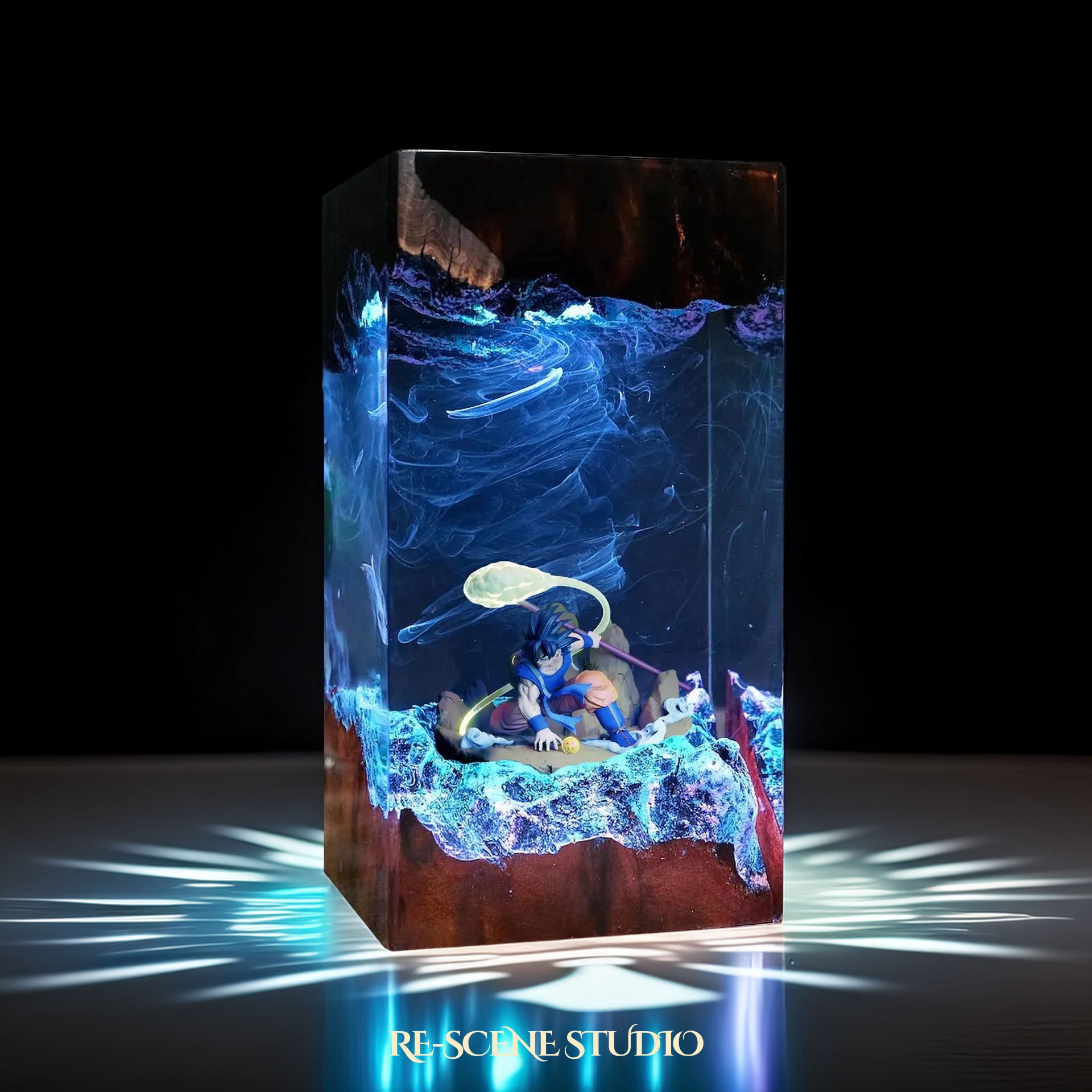 Son Goku Resin Lamp - Dragon Ball Super Multicolor / Size M – Handmade Epoxy Resin Lamp by Rescene Studio | Rescene Studio