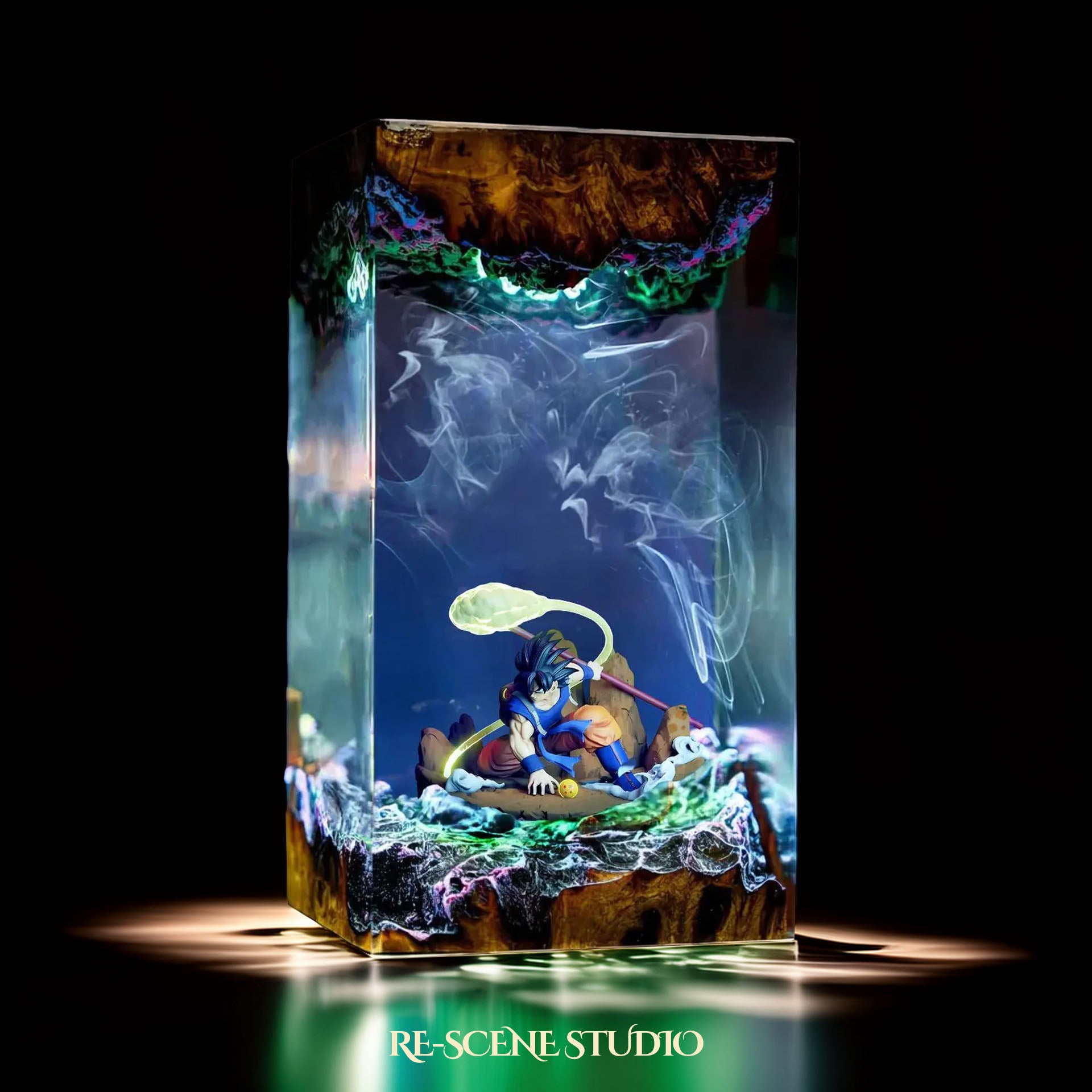 Son Goku Resin Lamp - Dragon Ball Super Multicolor / Size M – Handmade Epoxy Resin Lamp by Rescene Studio | Rescene Studio