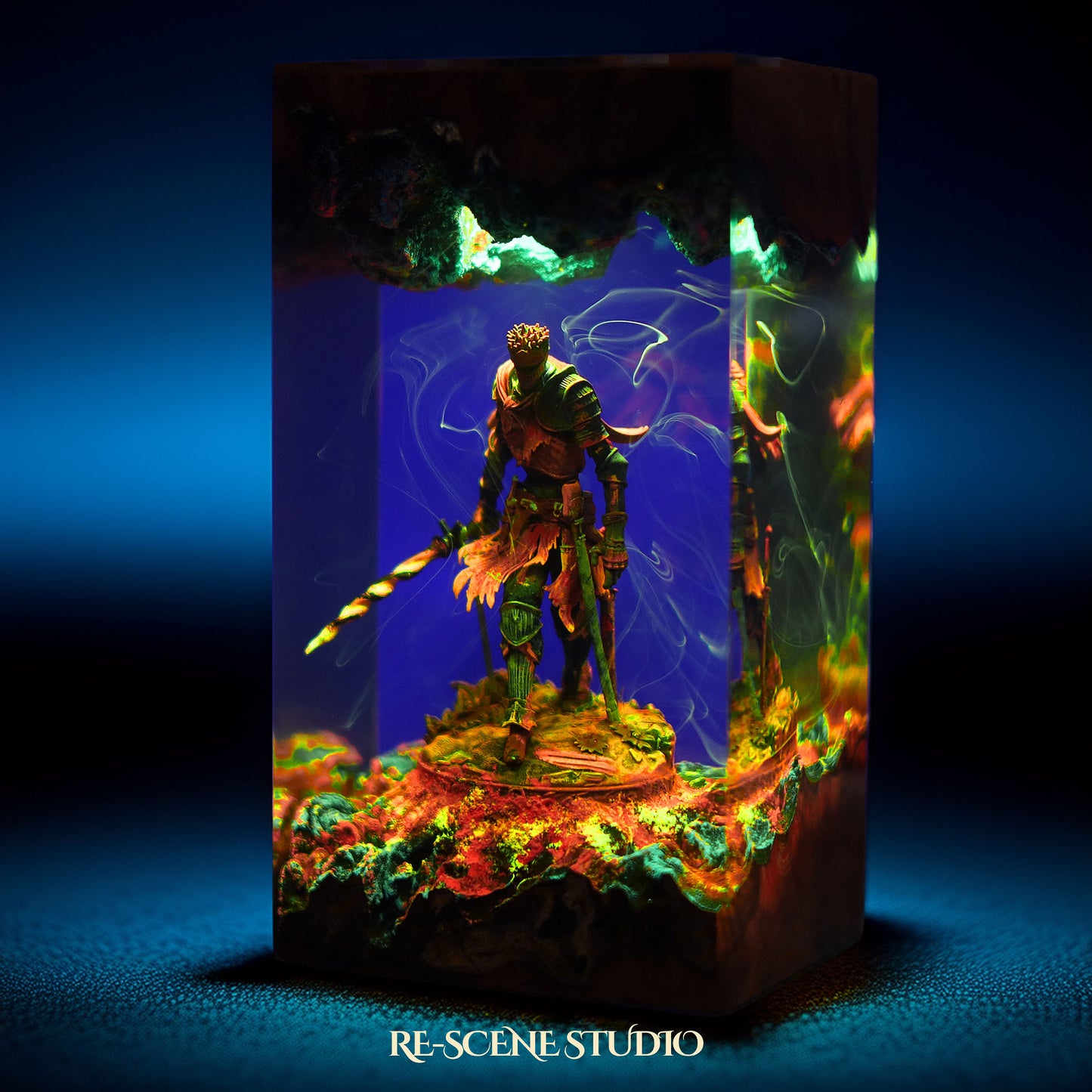 S.oul Of C.inder Resin Lamp — Closeup Detail | Original Epoxy Resin Sculpture with Built-in LED Glow